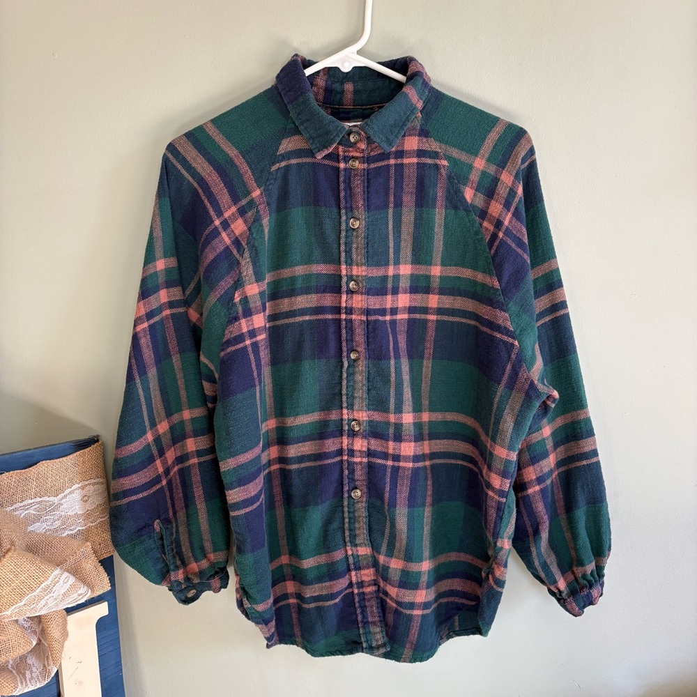 American Eagle Plaid Button-Up Shirt 100% Cotton Size XS